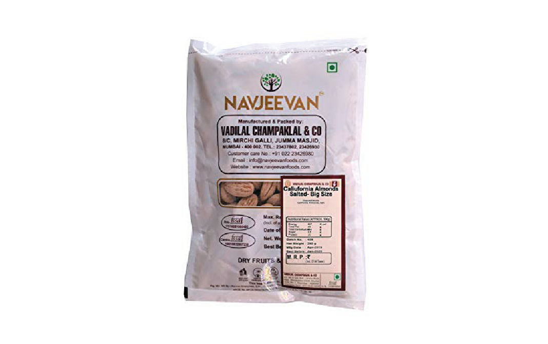 Navjeevan California Almonds (Salted)    Pack  250 grams